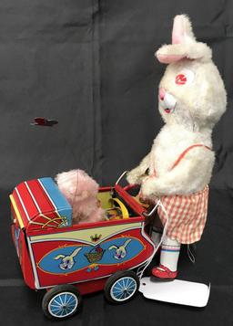 Boxed Battery Op Rabbits and Carriage