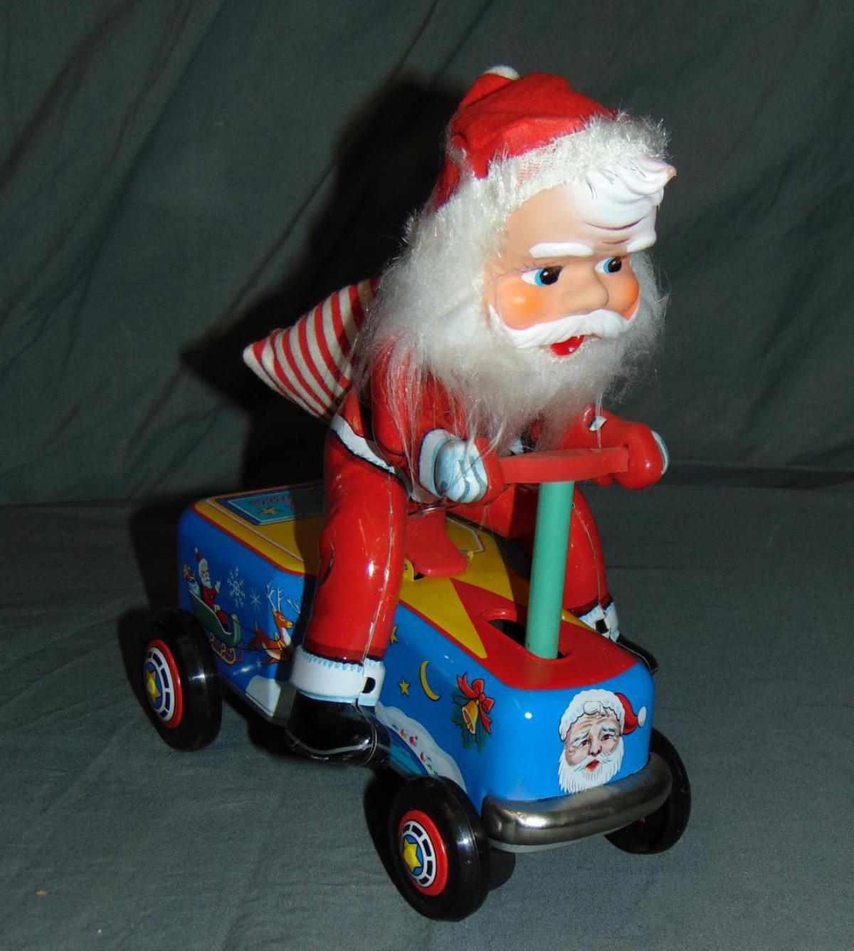 Boxed Battery Operated Santa on Hand Car