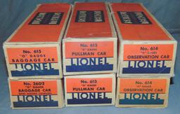 6 EMPTY Lionel Passenger Car Boxes