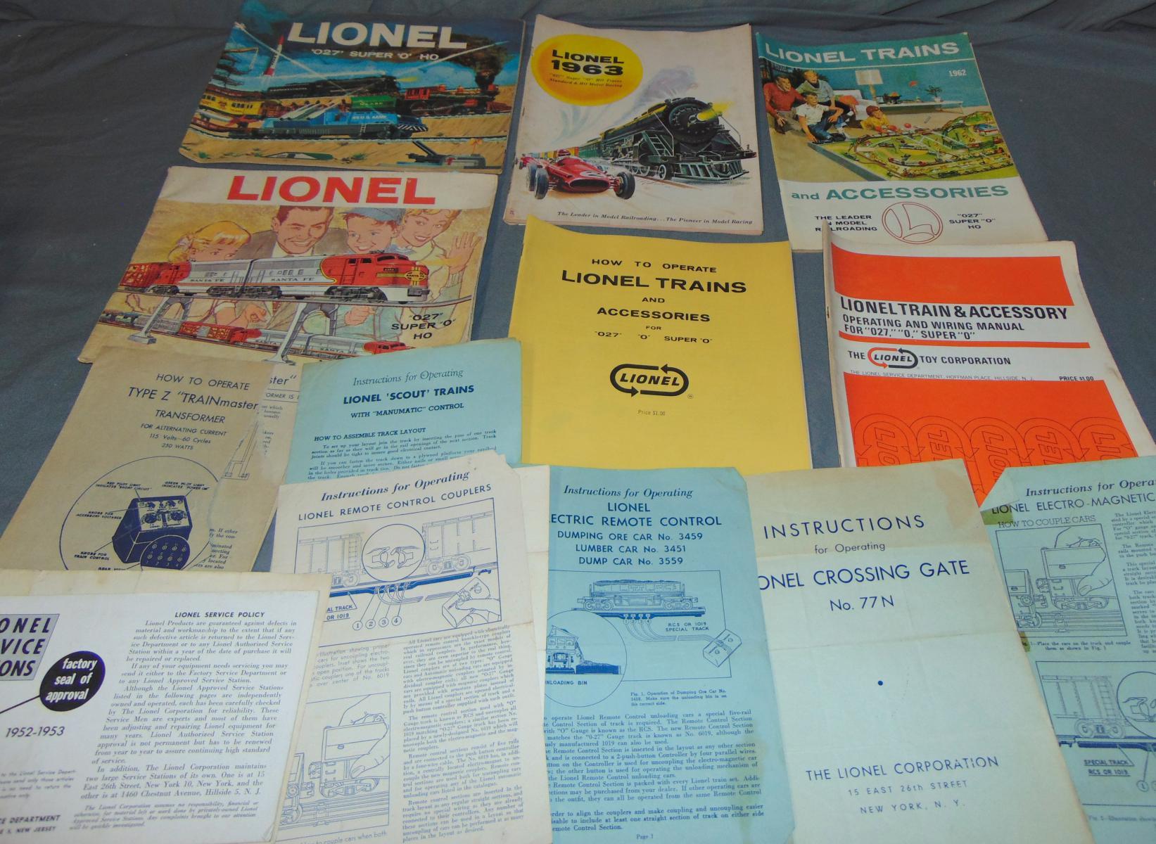 Large Lot Lionel Catalogs & Instructions