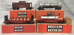 4 LN Boxed Lionel Freight Cars