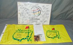 Lot of 3 Signed Golf Flags/Banners