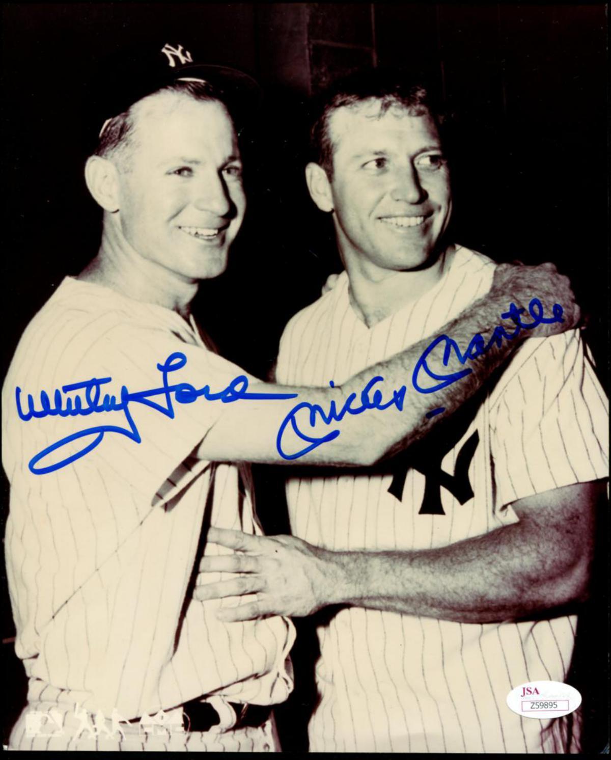 Whitey Ford and Mickey Mantle Photo Signed