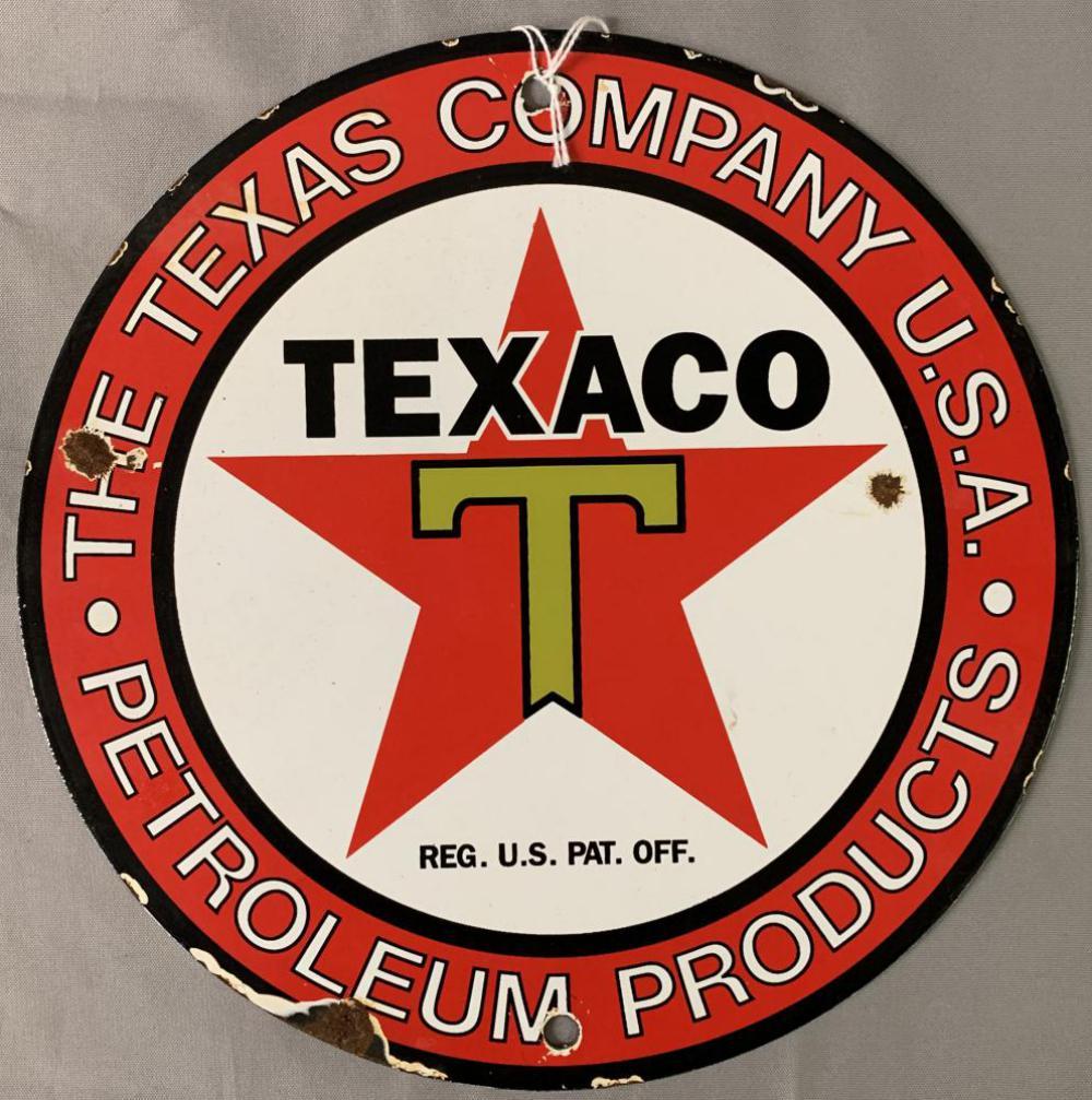 Texaco Gasoline Porcelain Advertising Sign