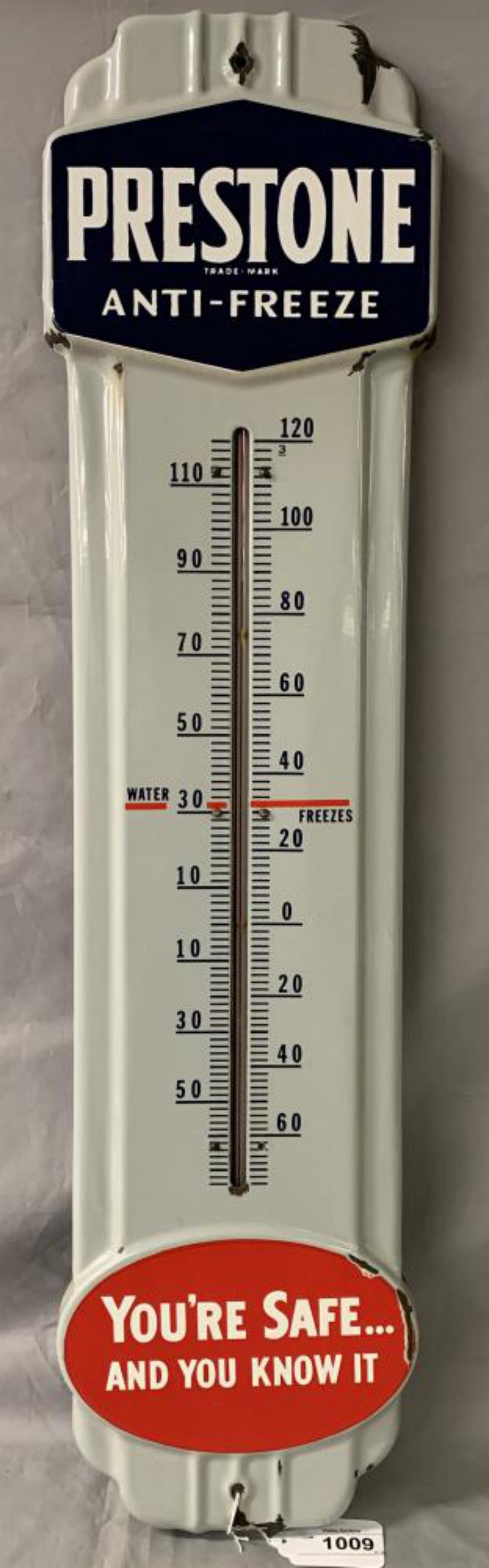 Porcelain Prestone Anti-Freeze Thermometer