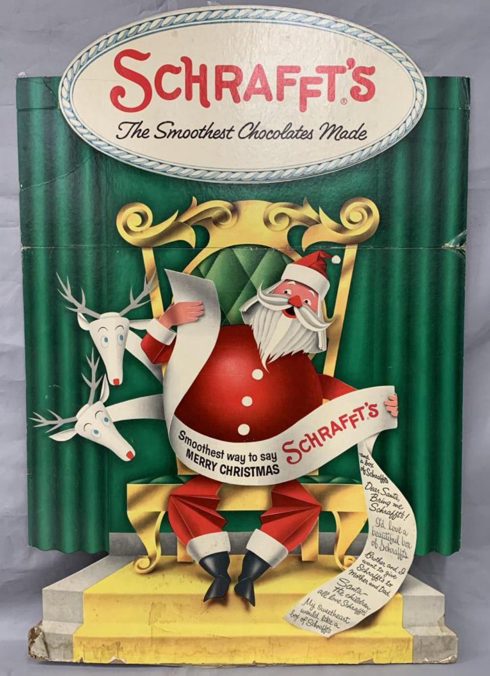 Schrafft's Chocolate Santa Claus Stand-Up Sign