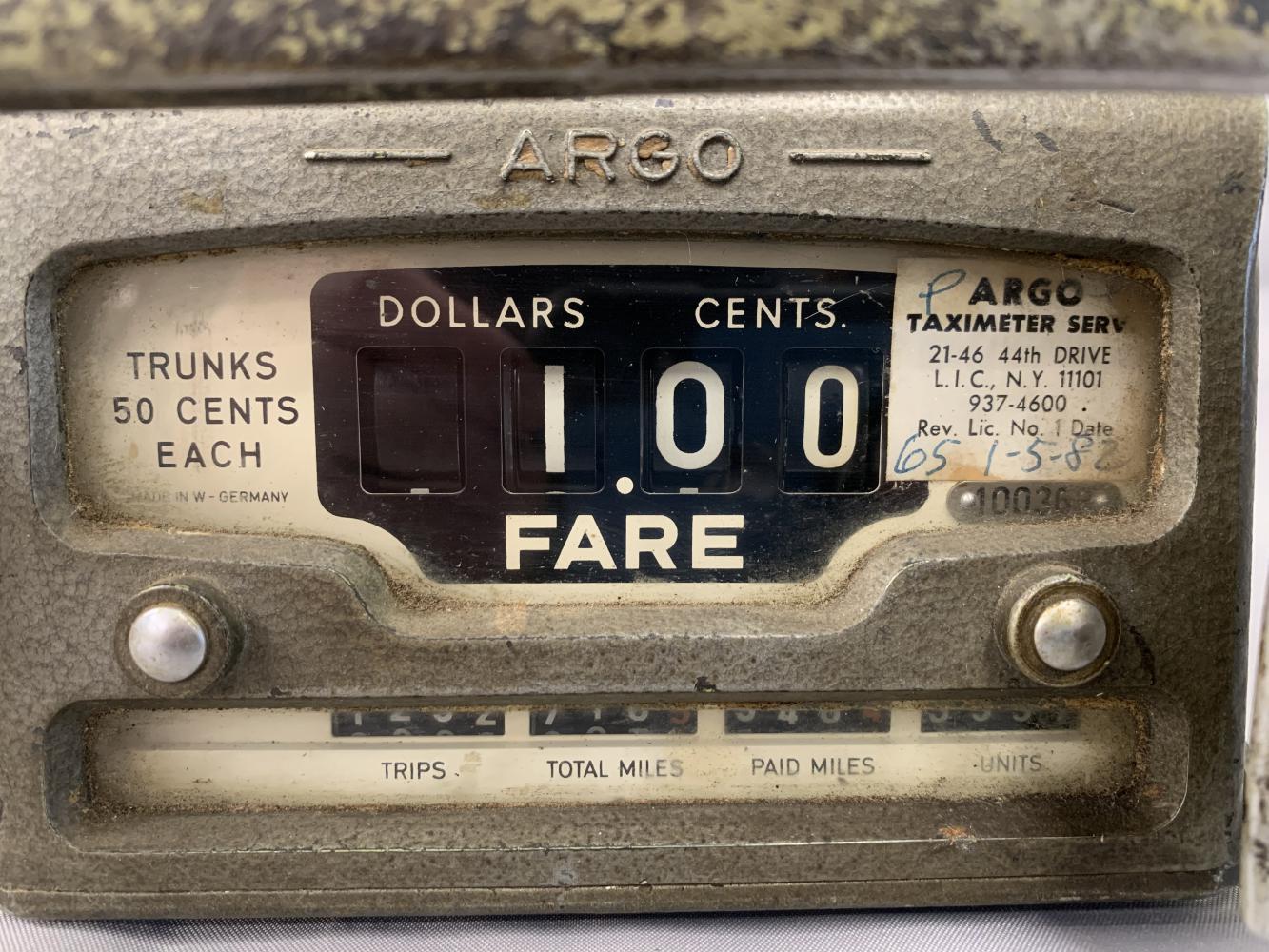 Vintage 1950's Argo Taxi Cab Meter