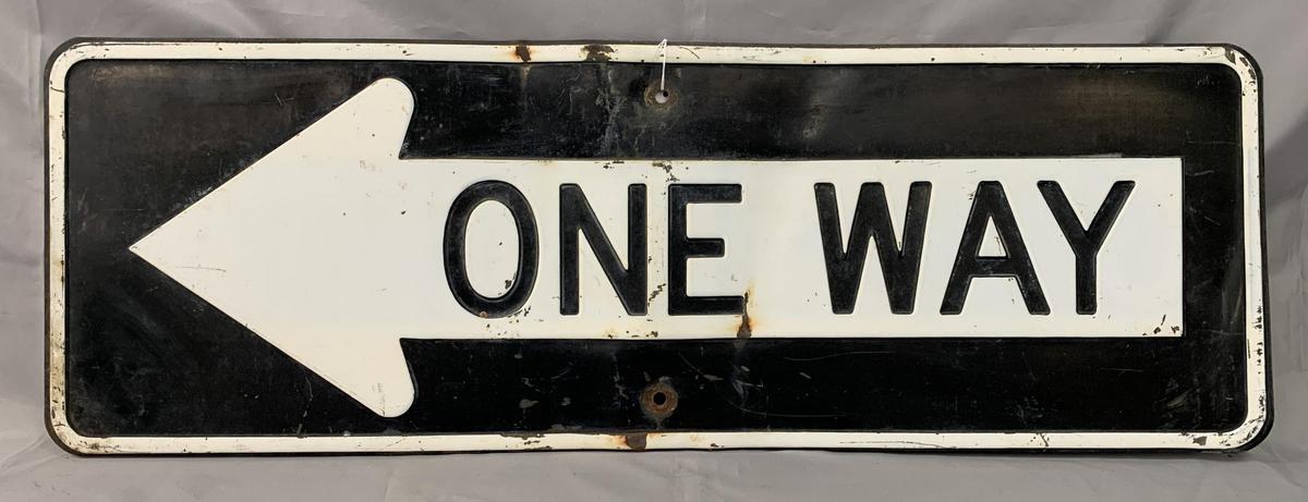 One Way Porcelain Street Sign