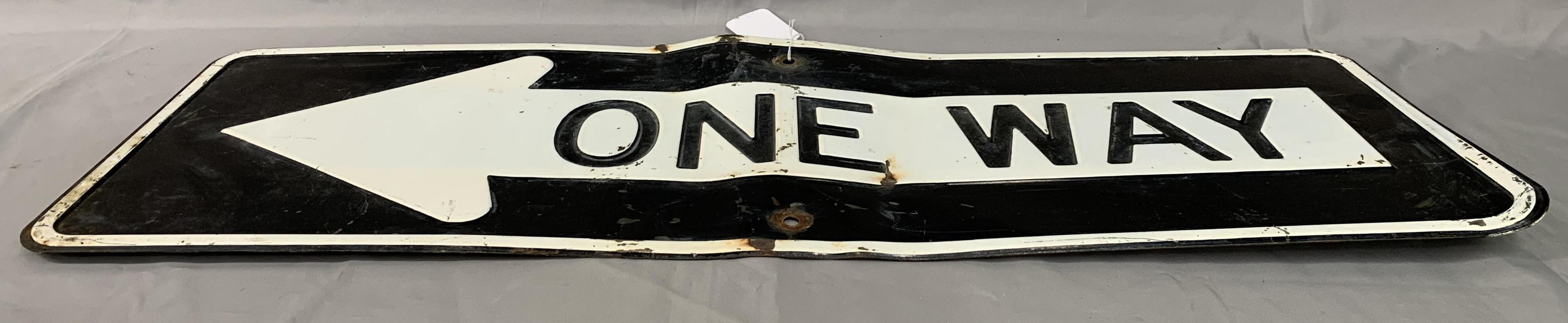 One Way Porcelain Street Sign