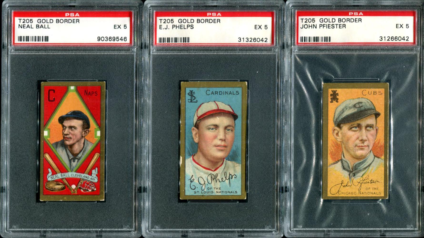 T-205 Lot of Three PSA Graded 5 Cards.