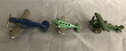 3 Small Cast Iron Airplanes