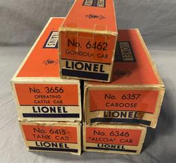 5 Boxed Lionel Freight Cars