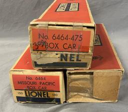 3 Boxed Lionel 6464 Boxcars