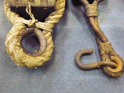 (2) Large Antique Nautical Rope Block Hoists