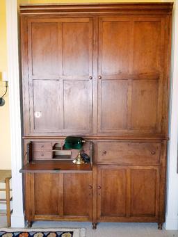 Large Flat Wall Antique Cupboard, East TN Style, Cherry, Early 1800’s, 105”x68”x14”
