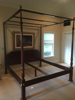 96" Tall, Mohagony Framed, King Size, Canopy Poster Bed