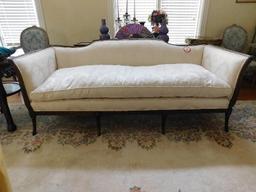 Wooden Framed, Damask Upholstered, Single Cushioned Sofa