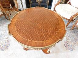 Neoclassic, Brass & Fruitwood, Veneered Table