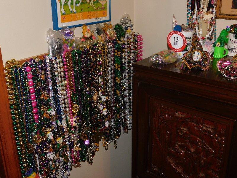 Lot of Assorted Mardi Gras Décor, Beads, Coins, Masks, Etc