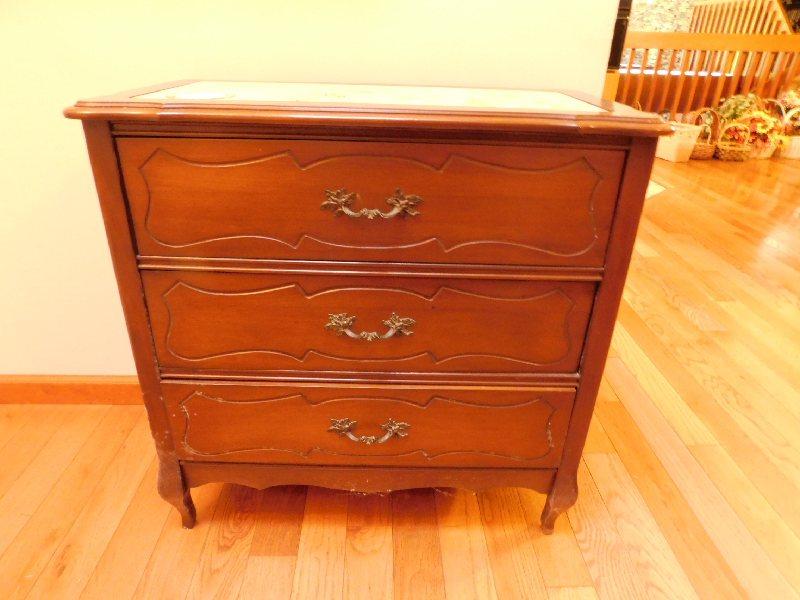 Mahogany and Marble Topped 3-Drawer Chest