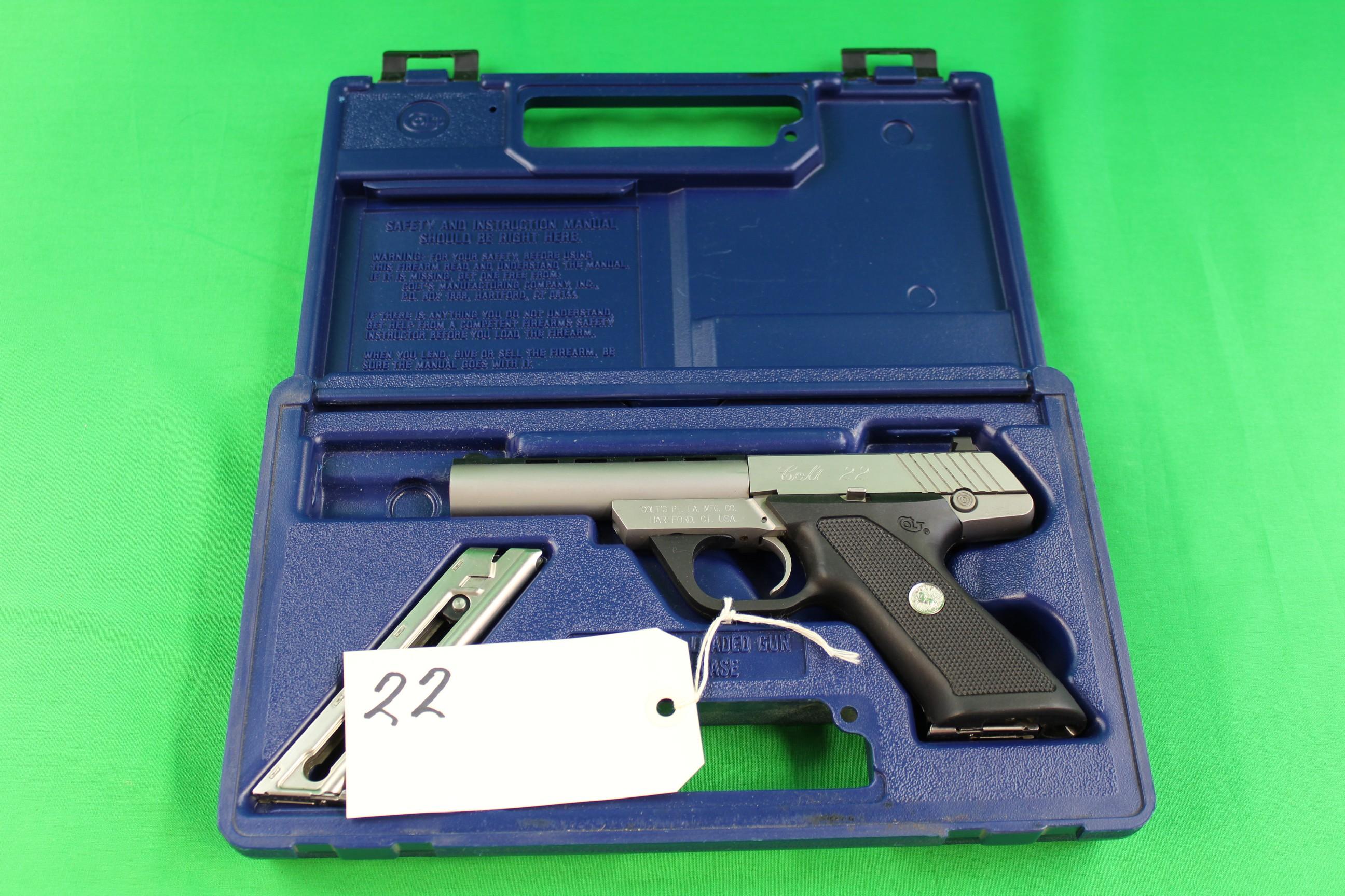 Model Colt .22 Target Pistol, Brushed Stainless Composite Grip, Automatic, s/n PH