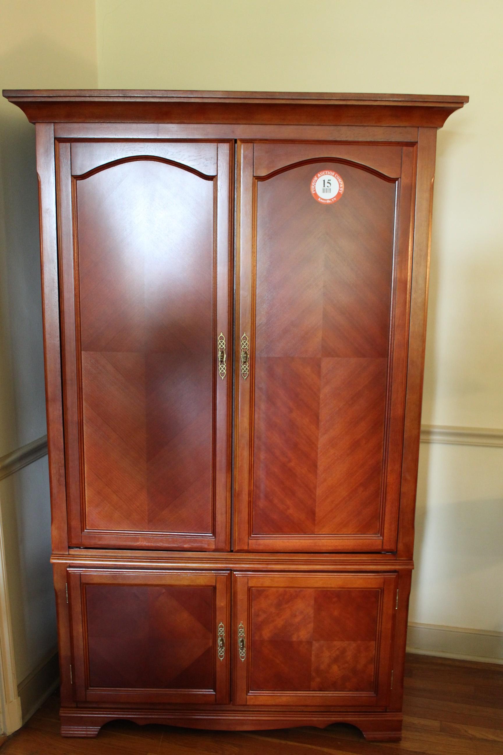 Cherry w/ Mirror Veneer Entertainment Center, 4 Door