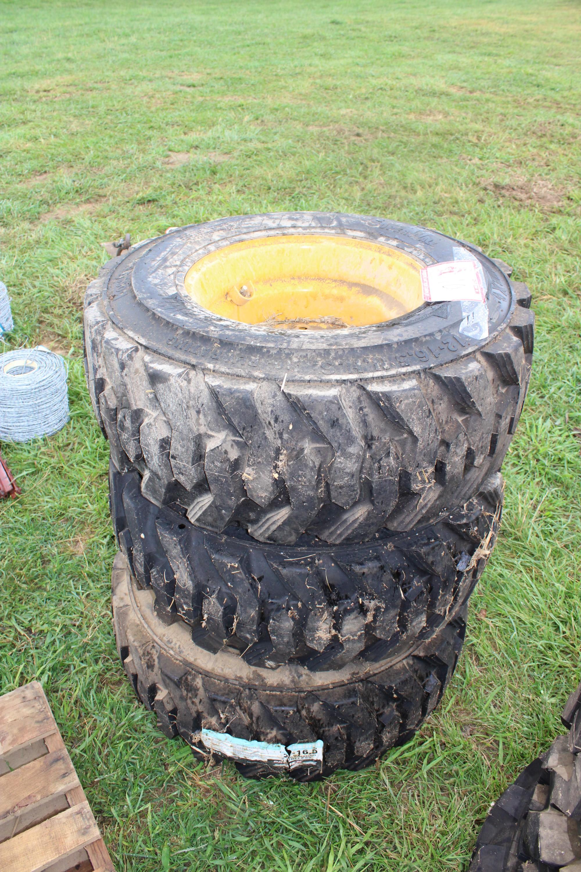 (3) 12-16.5 Skid Steer Loader Tires