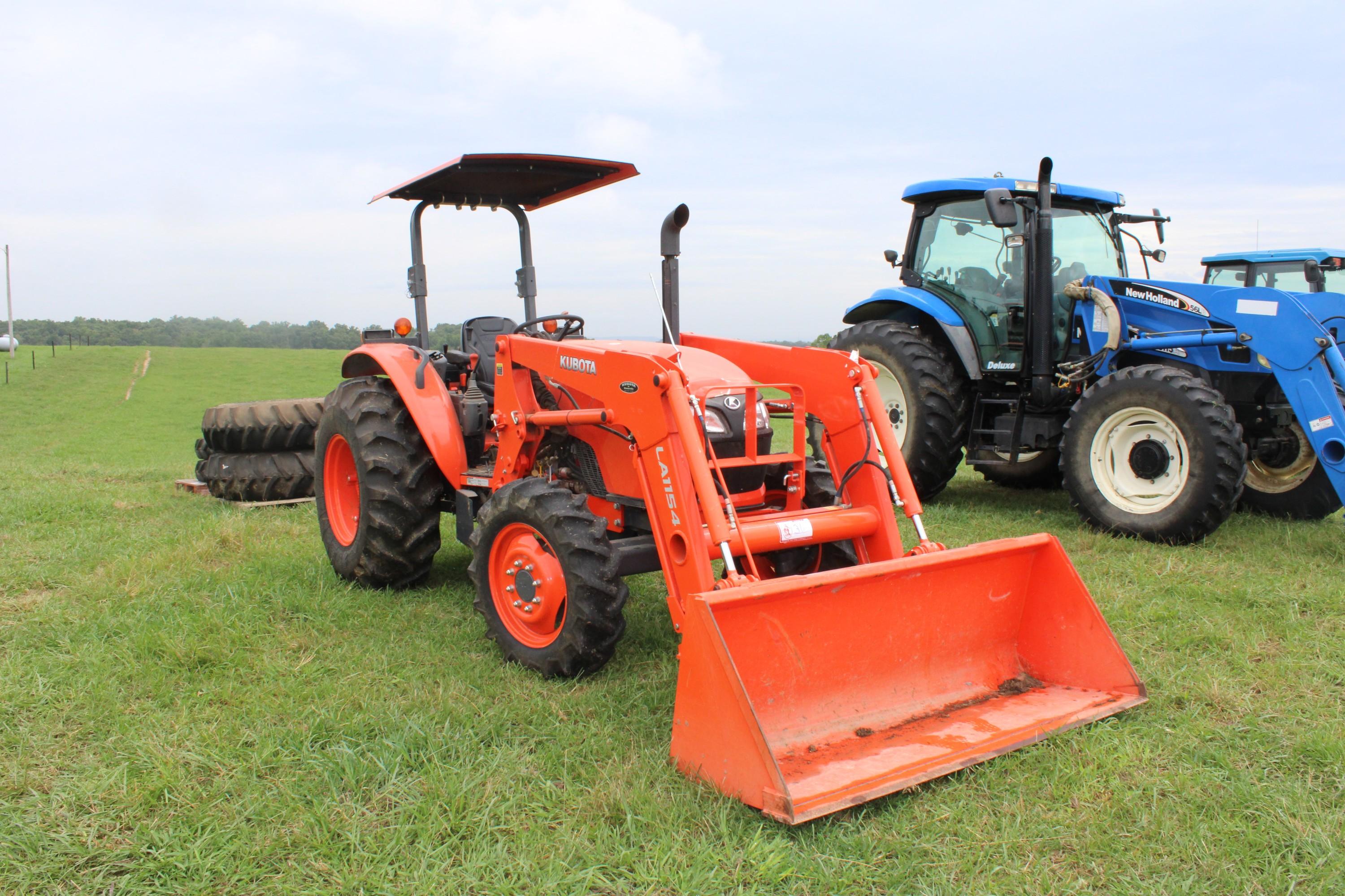 Kubota M7060 Tractor, 4WD, 2 Post Rops w/ Sunshade, Hydraulic Shuttle, Hydr