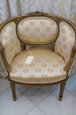 Set of (3) Barrel Chairs, Louis XVI, Napoleon bee, antique gilted finish, A