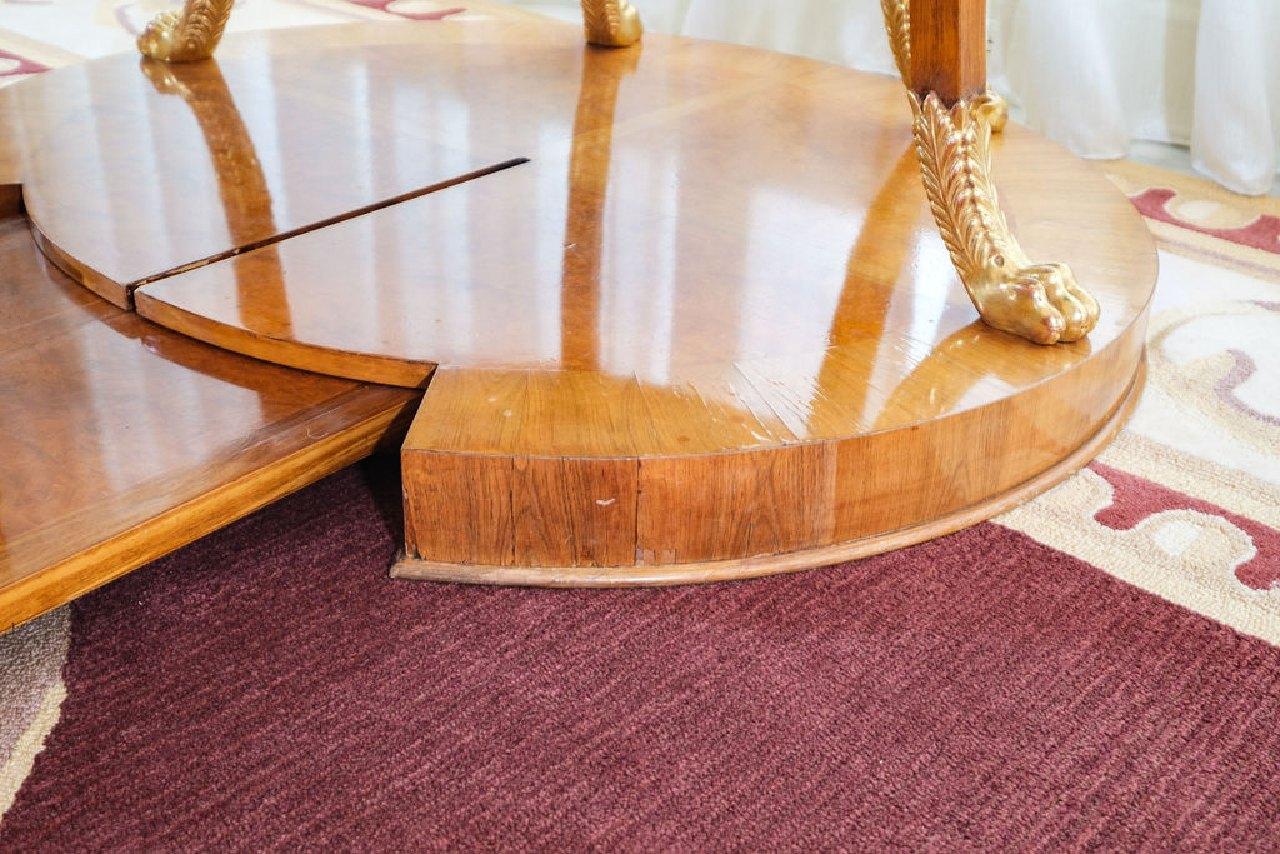 Desk, Neoclassical Style Mechanical, w/bleached mahogany & burl walnut on a