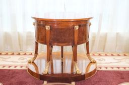 Desk, Neoclassical Style Mechanical, w/bleached mahogany & burl walnut on a