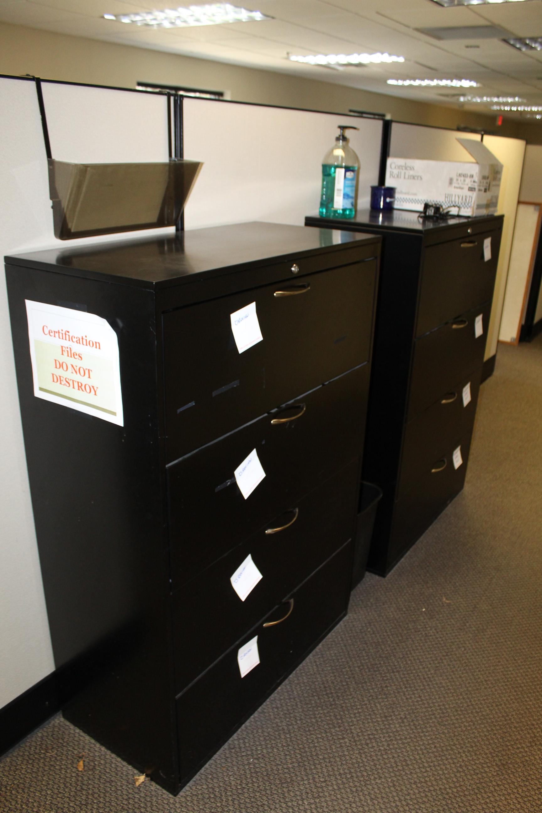 3 Metal Filing Cabinets & Contents