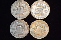 4 FRANKLIN HALF DOLLARS