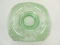 PADEN CITY "ARDITH" GREEN VASELINE CONSOLE  BOWL