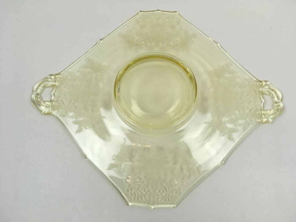 PADEN CITY "GOTHIC GARDEN" YELLOW HANDLED PLATE