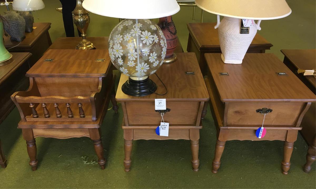 Three Maple Dough Box Style End Tables