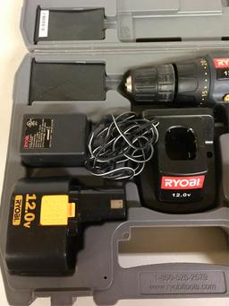Ryobi 3/8" Cordless Drill & Batteries in Case