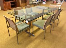 Glass And Chrome Dining Table With Six Chairs