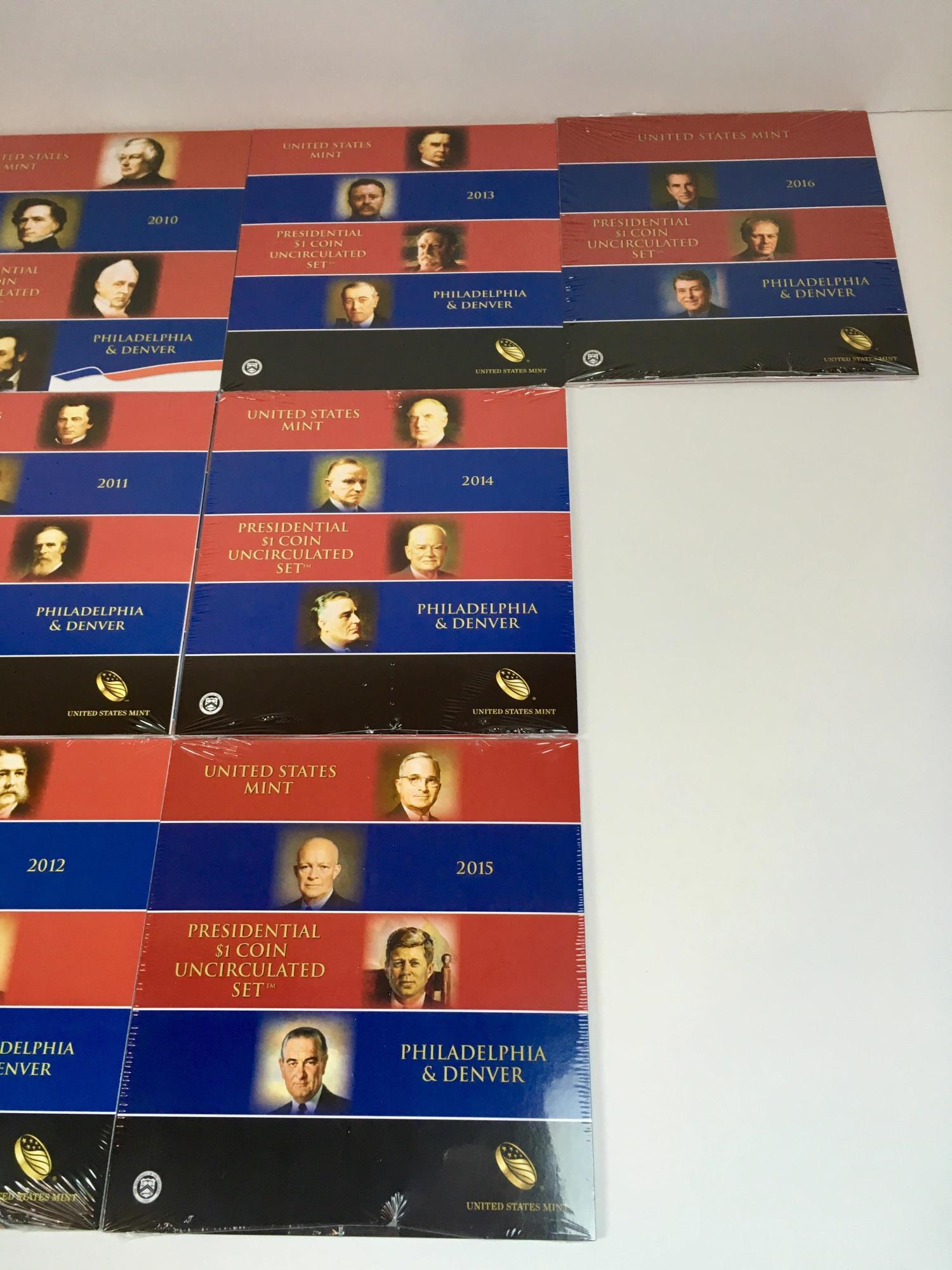 10 UNCIRCULATED $1 PRESIDENTIAL COIN SETS