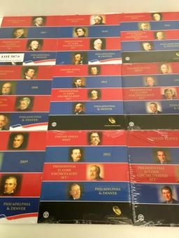 9 UNCIRCULATED $1 PRESIDENTIAL COIN SETS