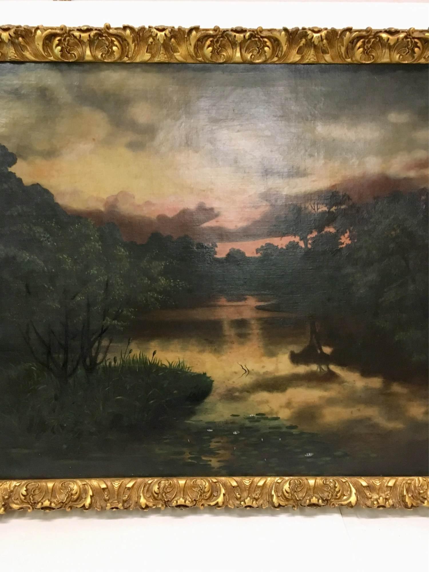 FRAMED LANDSCAPE OIL PAINTING ON CANVAS