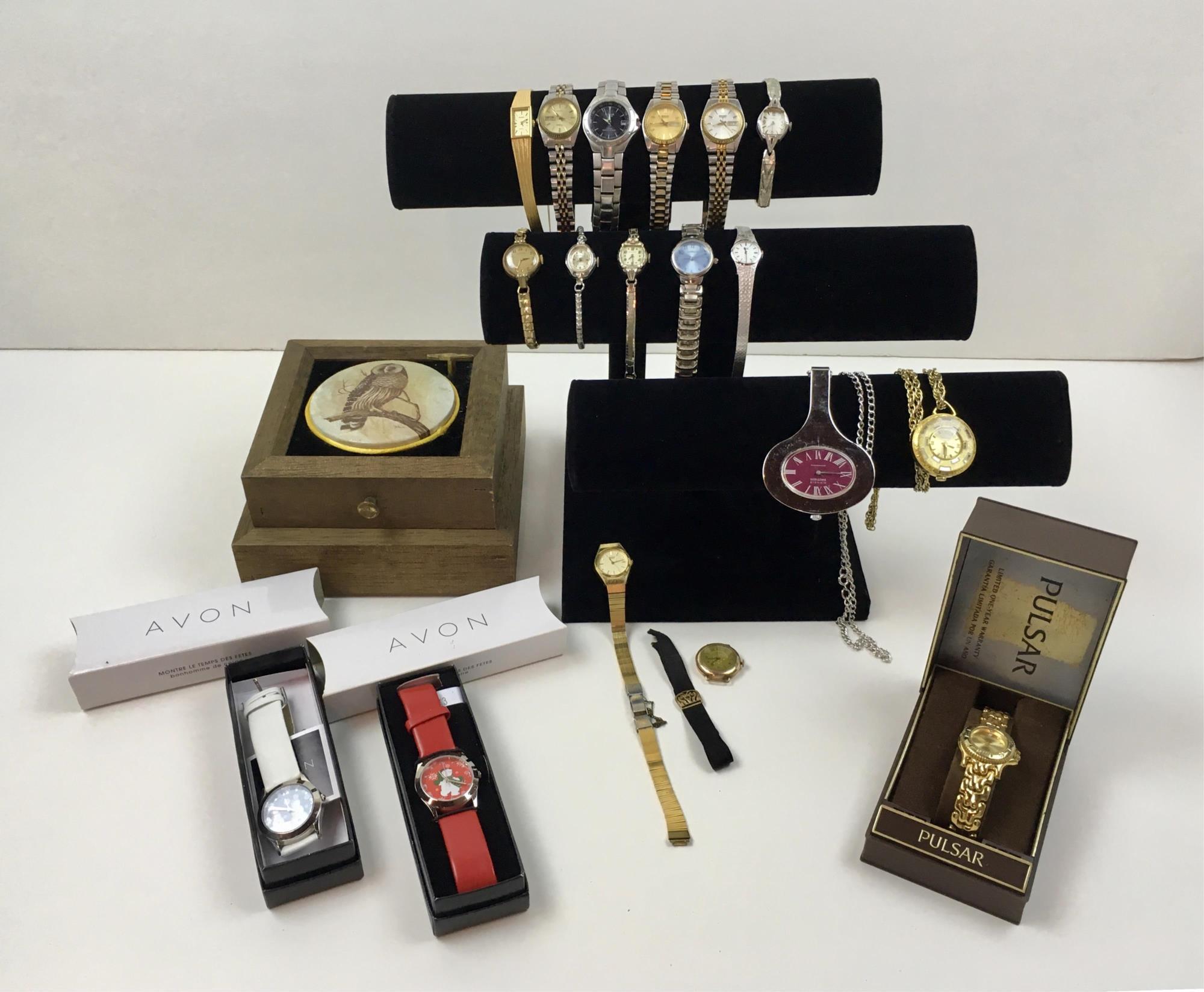 19 PCS - 18 LADIES WATCHES & MUSIC BOX