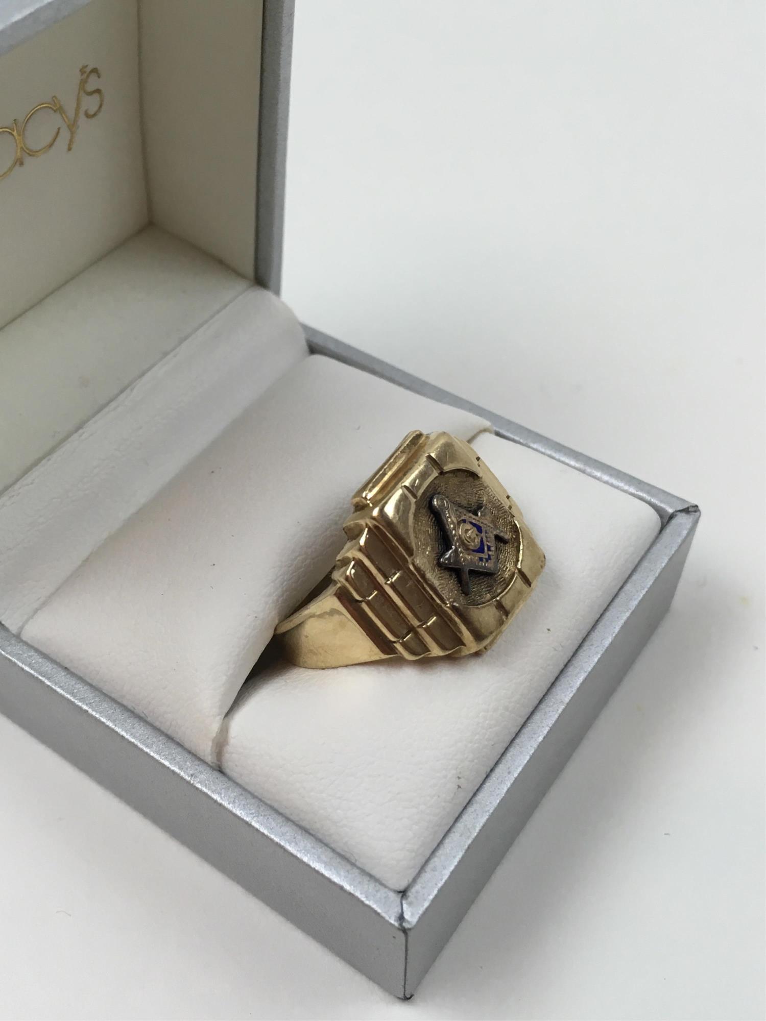 10K YELLOW GOLD MASONIC FREEMASON RING