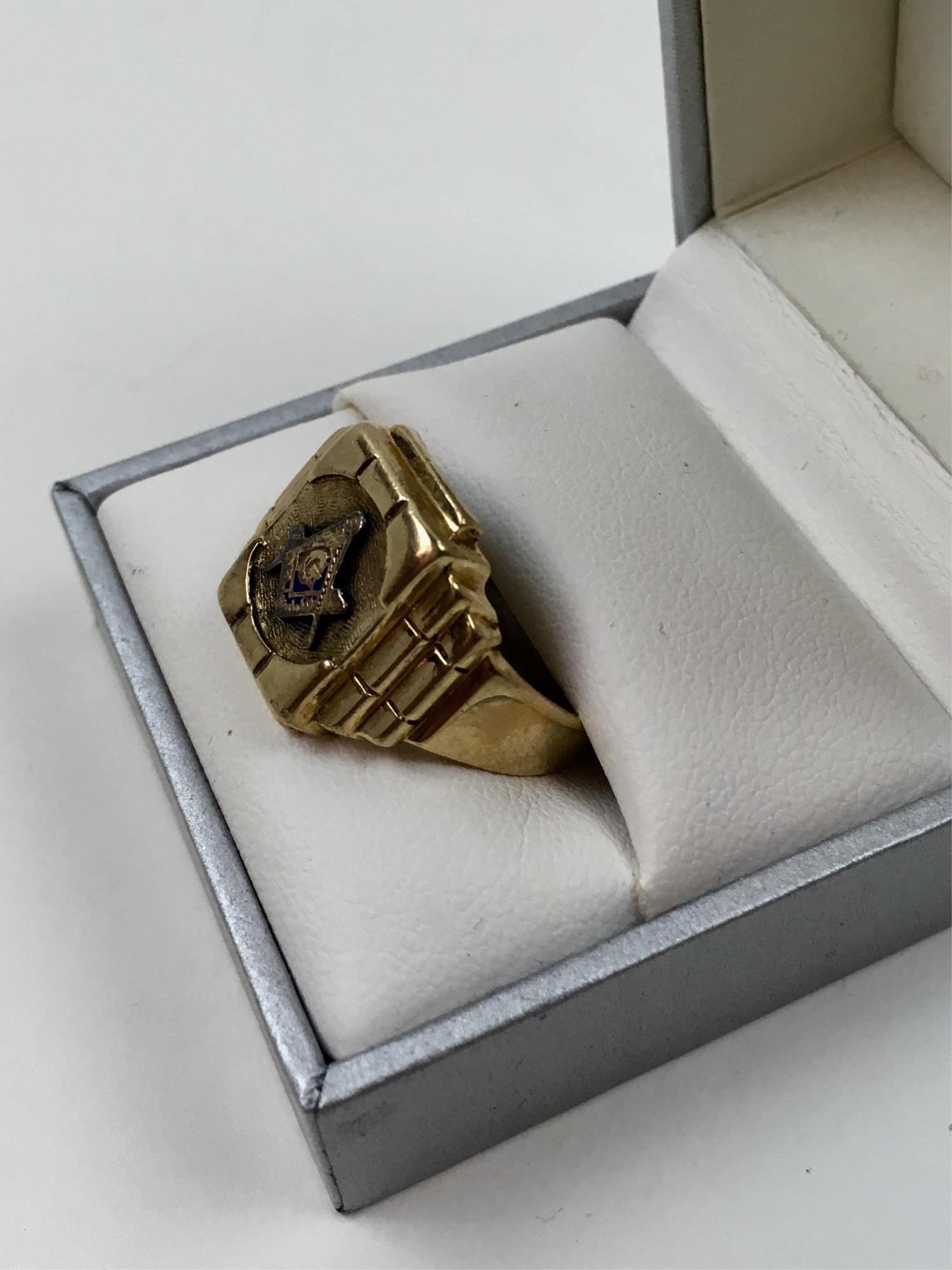 10K YELLOW GOLD MASONIC FREEMASON RING