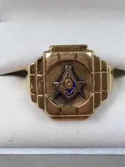 10K YELLOW GOLD MASONIC FREEMASON RING