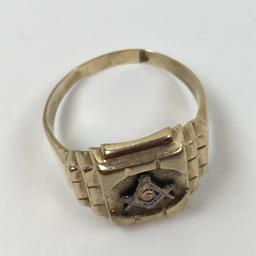 10K YELLOW GOLD MASONIC FREEMASON RING