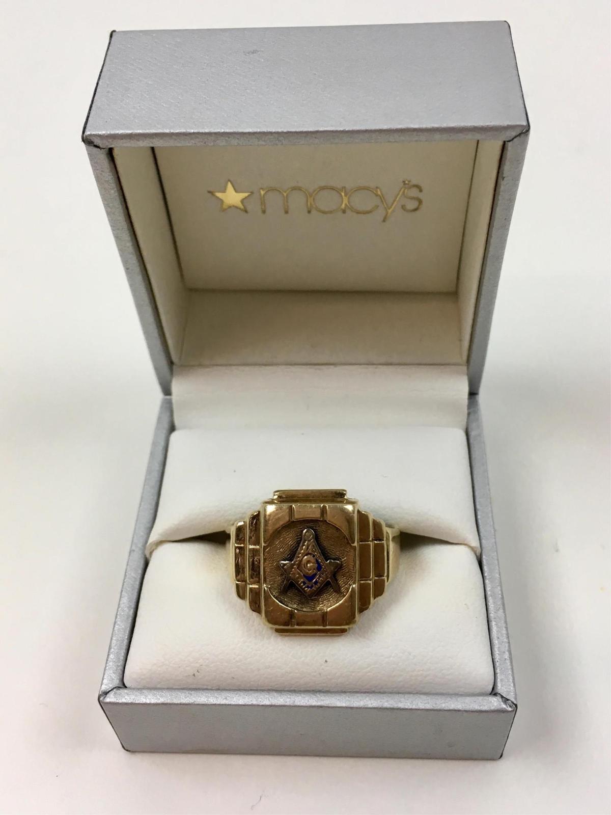 10K YELLOW GOLD MASONIC FREEMASON RING