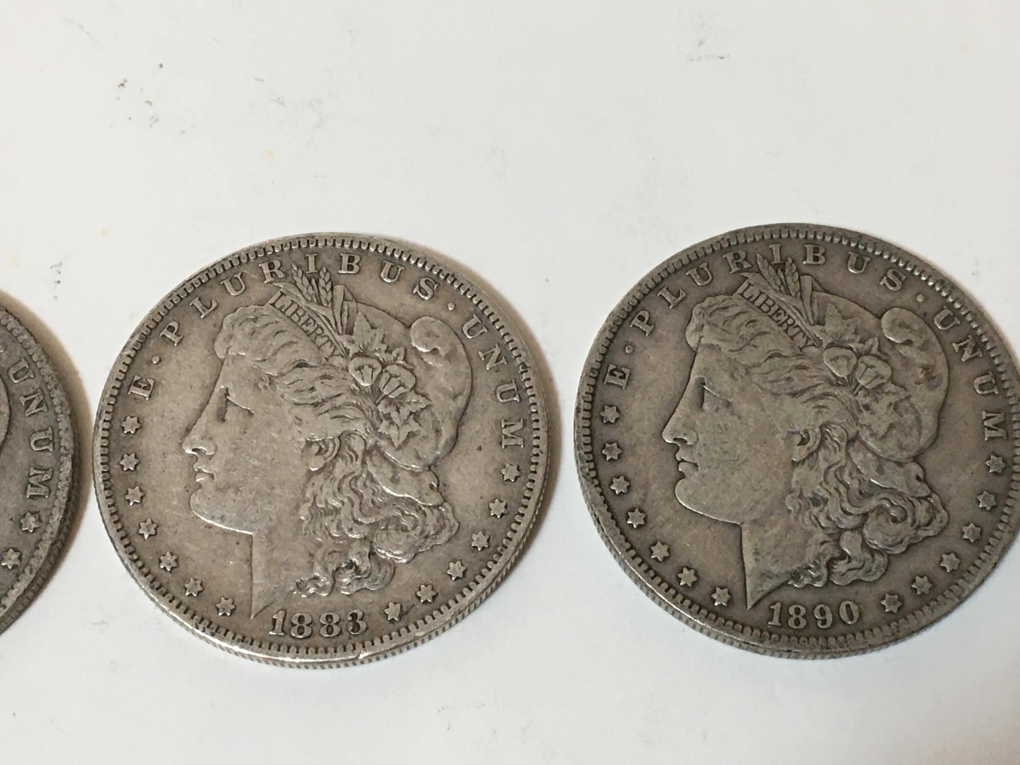 FOUR SILVER DOLLARS - 1 PEACE / 3 MORGANS