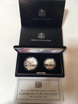 1994 WORLD CUP COIN - DOLLAR / HALF DOLLAR PROOF