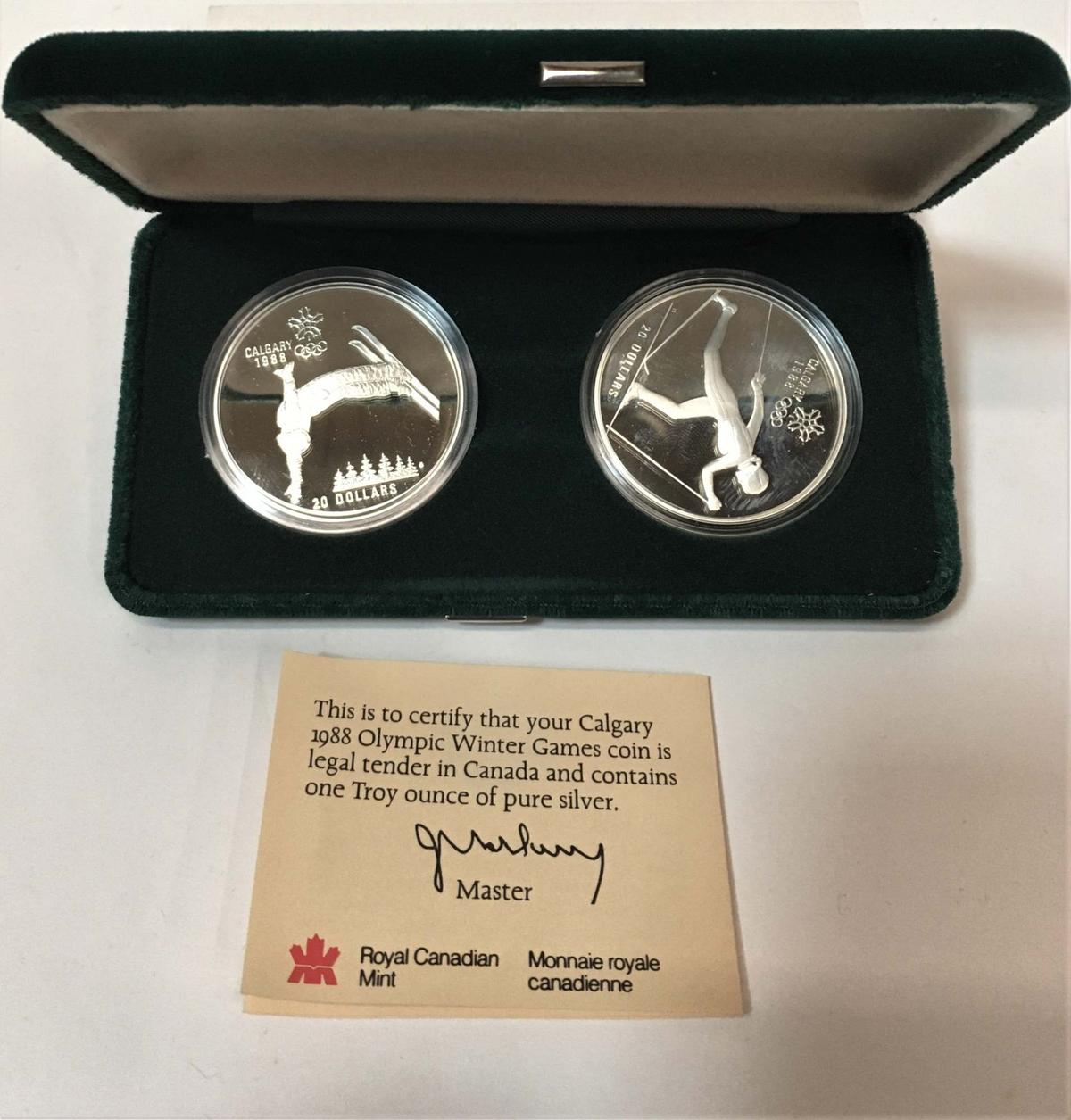 2 CALGERY 1988 OLYMPIC STERLING PROOF COINS